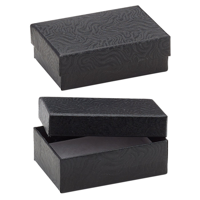 Black Rectangle Cotton-Filled Paper Box