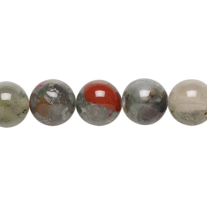 African bloodstone (natural), 10mm round